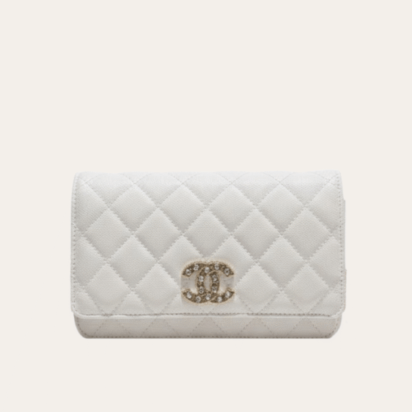 Chanel Flap Bag Woc (Wallet On Chain) White 7.5 Inches