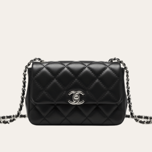 Chanel Vintage-Style Flap Bag Black 7.1 Inches