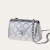 Chanel Vintage-Style Flap Bag Silver 7.1 Inches