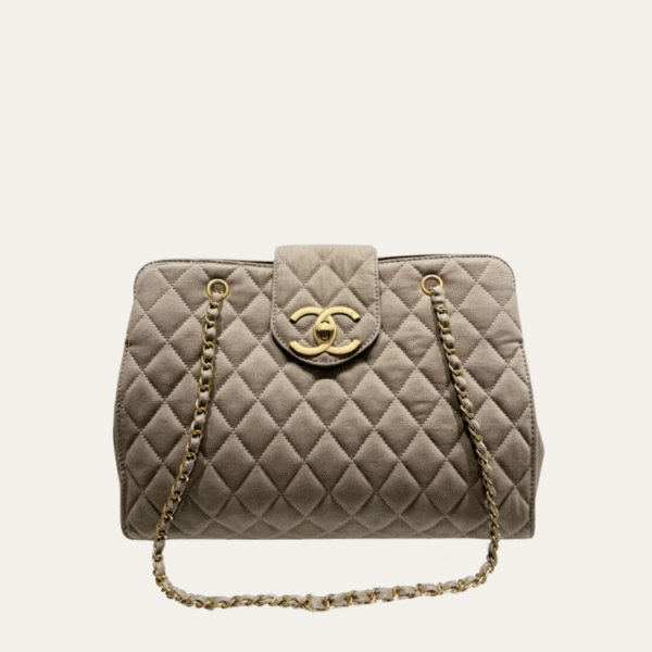 Chanel Vintage Style Shopping Bag Khaki 13.8 Inches