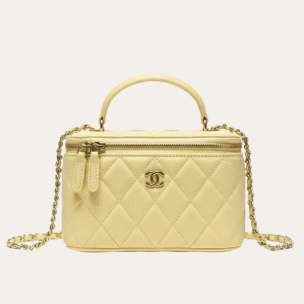Chanel Classic Mini Vanity Case Pastel Yellow 6.7 Inches