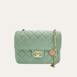 Chanel Mini Square Flap Bag Mint Green Charm Chain 7.5 Inches