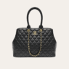 Chanel Quilted Tote Bag Black Gold Chain 15.4 Inches