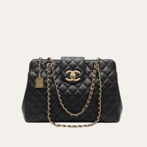 Chanel Quilted Chain Tote Bag Black 14.2 Inches