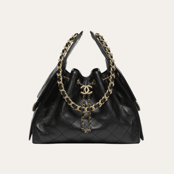 AURCN-BAG1161.png Chanel 25 Small Handbag Grained And Gold Tone Metal Black 10.2 Inches As5293 B20304 94305