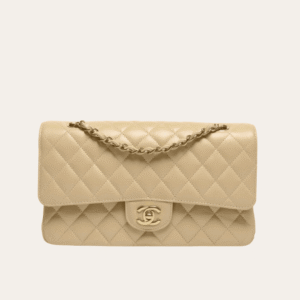 Chanel Classic Grain Gold Hardware Handbag Beige 9.8 Inches A01112
