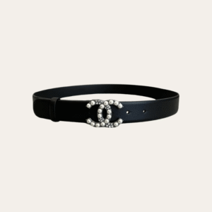 Chanel Belt Cc Pearl Crystal Black