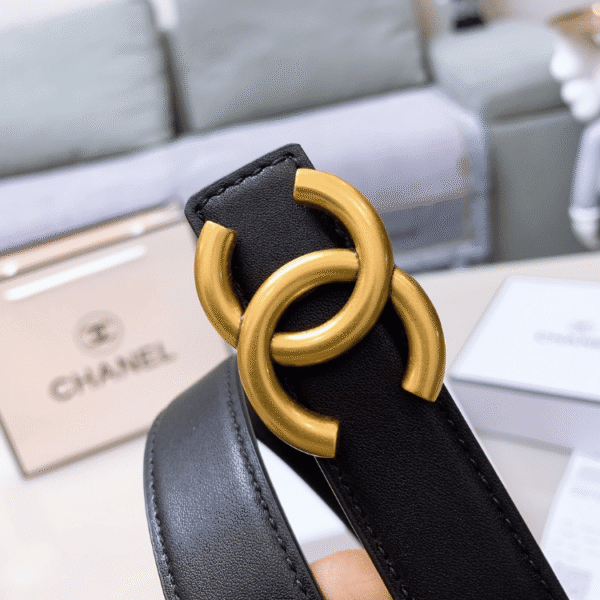 Chanel Belt Classic Black Signature Gold