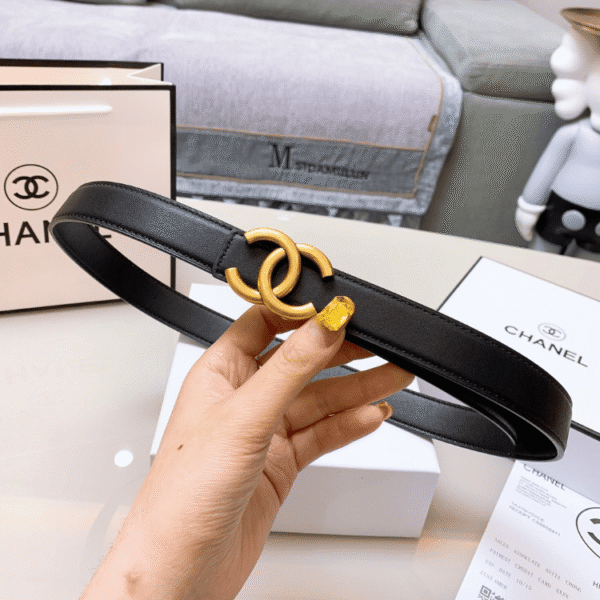 Chanel Belt Classic Black Signature Gold