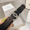 Chanel Belt Cc Pearl Crystal Black