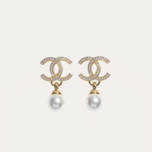 Chanel Cc Logo Drop Earrings With Pearls Gold-Tone