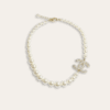 Chanel Pearl Choker Necklace With Cc Logo Pendant Gold-Tone