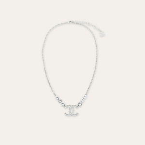 Chanel Cc Silver Metal Necklace