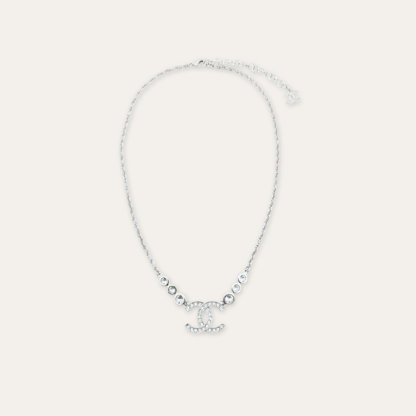 Chanel Cc Silver Metal Necklace