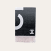 Chanel No. 5 Logo Cashmere Wool Scarf Black/White 70.8 Inches