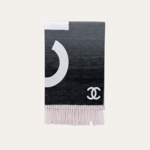 Chanel No. 5 Logo Cashmere Wool Scarf Black/White 70.8 Inches