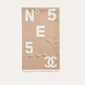 Chanel No. 5 Logo Cashmere/Wool Scarf Beige/White 70.8 Inches