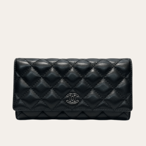 Chanel Classic Small Flap Wallet Black Caviar Silver Hardware 4.7 Inches
