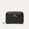 Chanel Zipped Coin Purse Black Gold Hardware 3.5 Inches
