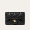 AURCN-WALLET1005 Chanel Classic Tri-Fold Wallet Black Caviar Gold Hardware 4.3 Inches