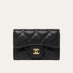 Chanel Classic Tri-Fold Wallet Black Caviar Gold Hardware 4.3 Inches