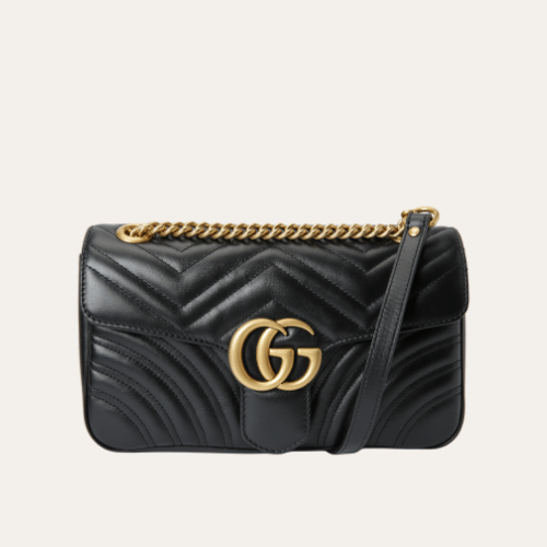 Gucci Gg Marmont Medium Matelassé Shoulder Bag Black 10.2 Inches
