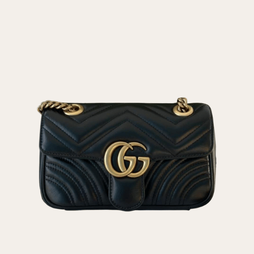 Gucci Gg Marmont Small Matelassé Shoulder Bag Black 8.7 Inches