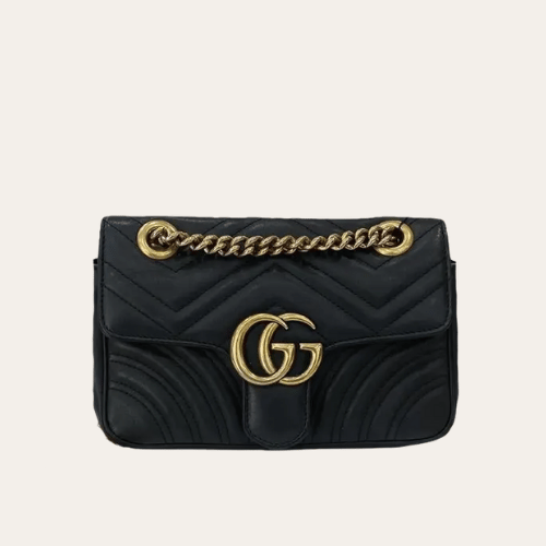 Gucci Gg Marmont Velvet Shoulder Bag Black 10.2 Inches
