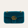 Gucci Gg Marmont Velvet Shoulder Bag Teal Blue 10.2 Inches