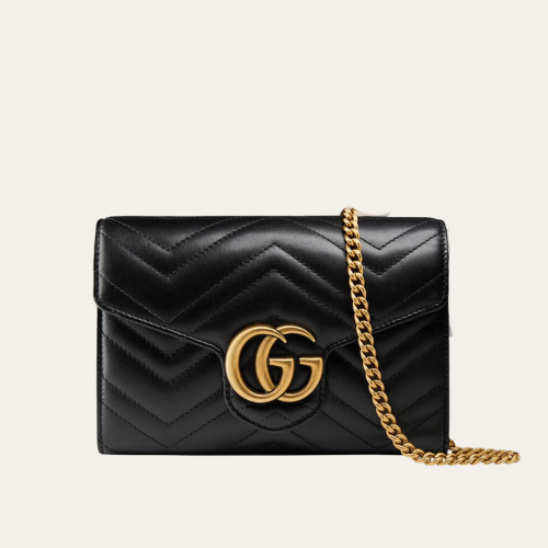 Gucci Gg Marmont Woc Chain Shoulder Bag Black 7.9 Inches