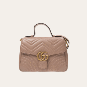 Gucci Gg Marmont Top Handle Chain Shoulder Bag Nude 10.6 Inches