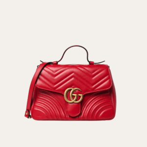 Gucci Gg Marmont Top Handle Chain Shoulder Bag Red 10.6 Inches