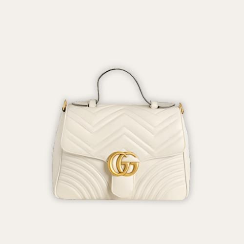 AURGC-BAG1023 Gucci Gg Marmont Top Handle Chain Shoulder Bag White 10.6 Inches