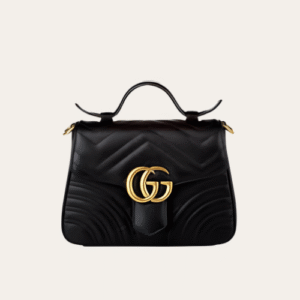 Gucci Gg Marmont Top Handle Chain Shoulder Bag Black 8.3 Inches
