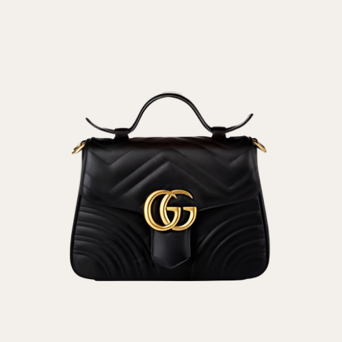 AURGC-BAG1025 Gucci Gg Marmont Top Handle Chain Shoulder Bag Black 8.3 Inches
