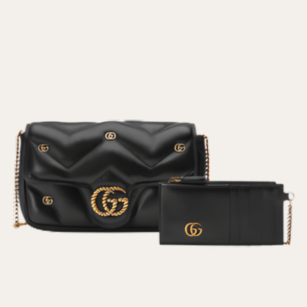 Gucci Gg Marmont 2-In-1 Shoulder Bag Black 8.7 Inches