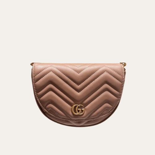 Gucci Gg Marmont Saddle Bag Nude 7.9 Inches