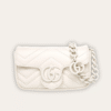 Gucci Gg Marmont Mini Chain Shoulder Bag White 6.3 Inches