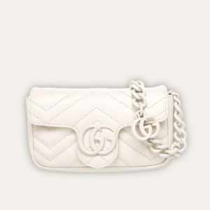 Gucci Gg Marmont Mini Chain Shoulder Bag White 6.3 Inches