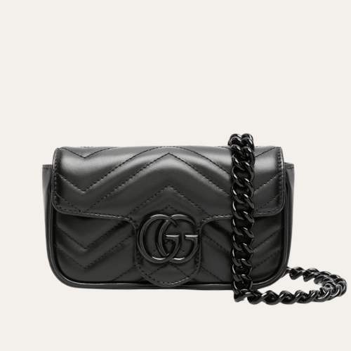 Gucci Gg Marmont Mini Chain Shoulder Bag Black 6.3 Inches