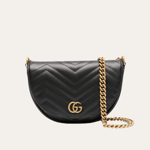 Gucci Gg Marmont Mini Matelassé Shoulder Bag Black 10.2 Inches
