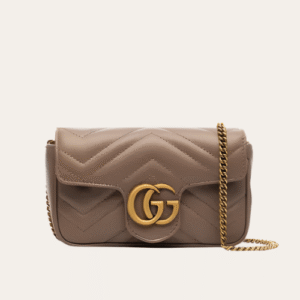 Gucci Gg Marmont Mini Matelassé Shoulder Bag Taupe 6.5 Inches