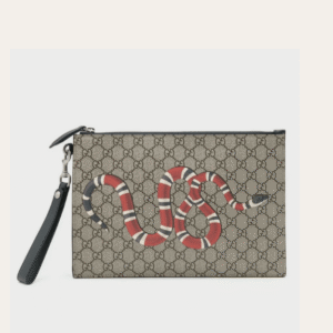 Gucci Kingsnake Gg Supreme Clutch Bag Beige 11.4 Inches