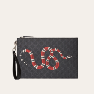 Gucci Kingsnake Gg Supreme Clutch Bag Black 11.4 Inches