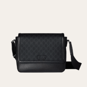 Gucci Gg Supreme Flap Messenger Bag Black 10 Inches
