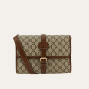 Gucci Gg Supreme Flap Messenger Bag Beige 9.8 Inches