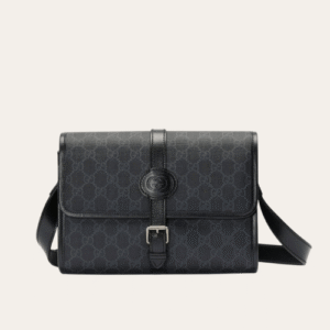Gucci Gg Supreme Flap Messenger Bag Black 9.8 Inches