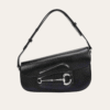 Gucci Horsebit 1955 Asymmetric Shoulder Bag Black 7.9 Inches