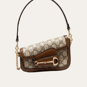 Gucci Horsebit 1955 Asymmetric Shoulder Bag Brown 7.9 Inches