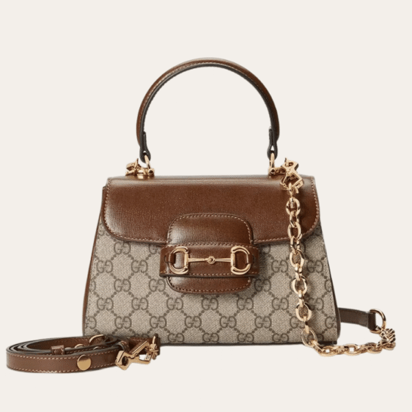 Gucci Horsebit 1955 Mini Top Handle Bag Beige 8.7 Inches